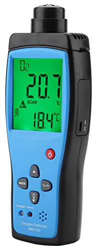 Rilevatore di ossigeno, display digitale misuratore gas ossigeno misuratore qualità dell'aria, allarme suono e luce Allarmi di ossigeno analizzatore tester 0~25%, tunnel, laboratorio, luoghi pubblici