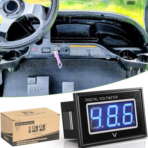 10L0L Golf Cart Digital Voltmeter, Voltage Meter Waterproof 24V 36V 48V Battery Gauge 15V-120V Voltage Display for Yamaha Club Car EZGO