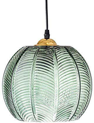 ZHFF Suspension en Verre Vert Clair Abat-Jour Moderne éclairage de Plafond Art déco Lampe Salon Salle à Manger Chambre Cuisine îlot intérieur luminaire, E27 Hauteur réglable 15cm