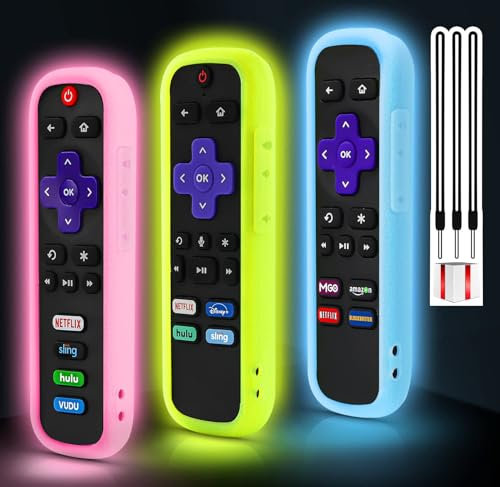 Roku Fernbedienungshülle (leuchtet blau + pink + leuchtend gelb), 3 Stück