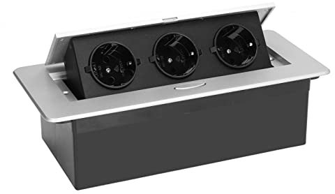 Tomacorriente Eléctrico de Piso Emergente, Kit de Caja de Piso Emergente Doble, Enchufes USB, Encimera de Cocina Receptáculo Emergente Impermeable Caja de Acero Inoxidable Cubierta Plateada, Receptácu