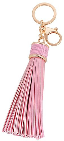 Porte-clés à pompon en cuir artificiel avec frange pour voiture, téléphone portable, sac à breloques à suspendre pour femme, rose pratique