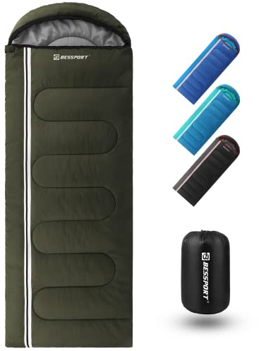 Bessport Schlafsack für Camping 3-4 Jahreszeiten Wasserdichter Leicht Schlafsack in 5 ℃ bis 15 ℃ für Erwachsene, Camping und Outdoor