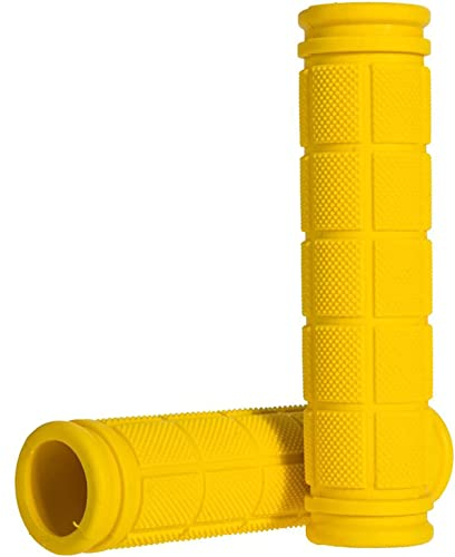 1 par de puños de manillar de bicicleta amarillos ergonómicos para niños, empuñaduras de manillar de bicicleta con goma antideslizante suave para MTB, bicicleta de montaña, puños de bicicleta