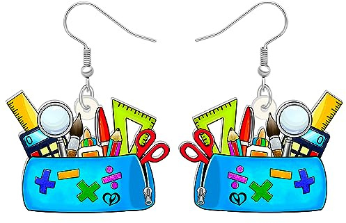 NEWEI Acryl Vintage Buch Stack Ohrringe hängend für Damen Mädchen Buchliebhaber Bibliothekar Geschenke niedlich Lehrer Student Anerkennung Graduierung baumeln Schmuck für zurück zu Schule