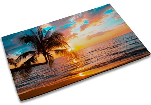 TUBAMQ Fußmatte mit Sonnenuntergang, 43,2 x 76,2 cm, tropische Palmen, Meer, Strand, Willkommens-Matten, Heimdekoration, Bauernhaus-Fußmatten, Dekorationen für Haustür, Innen- und Außenbereich