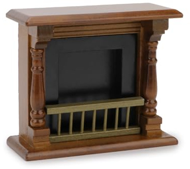 Dollhou Chimenea 1 12 Escala Muebles de Madera en Miniatura Chimenea de Estilo Europeo con Surround Mini Casa Accesorios de Decoración de Navidad Regalo Hecho a Mano (Marrón)