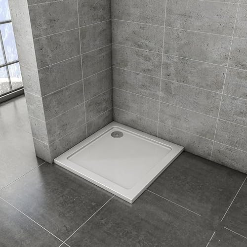 Quadrat Duschtasse Stein-Effekt Duschwanne Für Duschkabine,Weiß 80x80cm