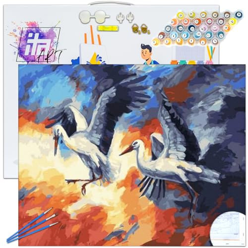 ITA Art Peinture par numéros Kit Complet avec châssis, peintures acryliques, pinceaux, Accessoires, boîte Cadeau - Kit de Peinture DIY avec Toile, 40x50 cm, Ambiance printanière