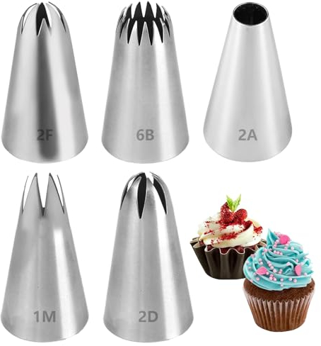 Juego de 5 boquillas para manga pastelera, accesorios para manga pastelera, manga pastelera reutilizable, boquilla para decoración de cupcakes, tartas, glaseado, pastelería
