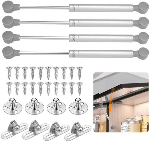 4 Stück Gasdruckfeder 200N,Möbel Gasfeder Dämpfer,Hydraulic Gasdruckdämpfer mit Schrauben,Klappenbeschlag Gasdruckfedern,Schranktür Gasdämpfer Klappenfeder für Küchenschrank,Schrank,Möbeltür,Kästen