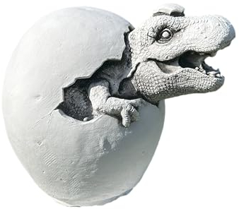 FABRIQ Kleiner Dinosaurier schlüpfend – Steinguss Gartenfigur 19 cm, 7 kg – Wetterfest & frostsicher – Fantasie-Deko