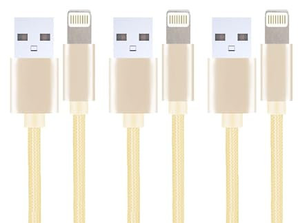iPhone Charger Cable 3Pack MFi Certified Fast Charge Lightning to USB Cable Compatible with iPhone 14 Pro Max 13 Pro 12 Pro 11 Pro Max Xs Xr X 8 7 6 Plus 5S SE (Gold, 3 Meter ( 3 pack))