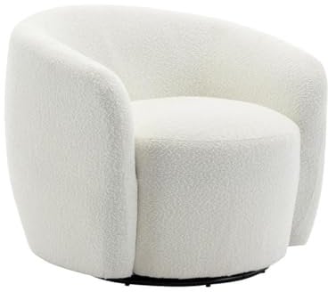 Vente-unique-Drehsessel - Bouclé-Stoff - Weiß - VEREIDE