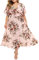 Vestito Donna Elegante Lungo Manica Corta con Stampa Floreale Curvy Vestiti Lungo Vestito Cerimonia Scollo a V Vestiti Estivi Donna Maxi retrò vestibilità Comoda Donna Casual Abito Mare Spiaggia