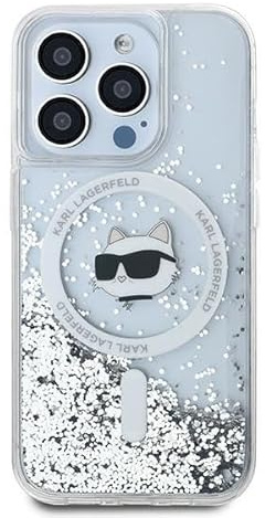 CG MOBILE Karl Lagerfeld KLHMP14LLGCHSGH Hülle für iPhone 14 Pro 6.1 hardcase transparent Liquid Glitter Choupette Head