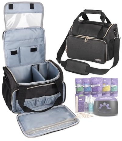 wax Elegant Grey Universal Carry Bag for Tress Wellness - Portable Organizer with Wax Warmer and Sprays, and Accessories