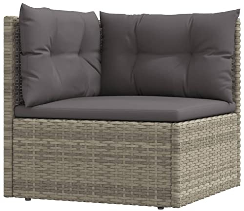 QJBSAVVA Mini Lounge Garten Loungemöbel Set Gartenlounge Outdoor Terassenmöbel Außen - Garten-Ecksofa mit Kissen Grau Poly Rattan für Café Kleinen Balkon Draußen Garten