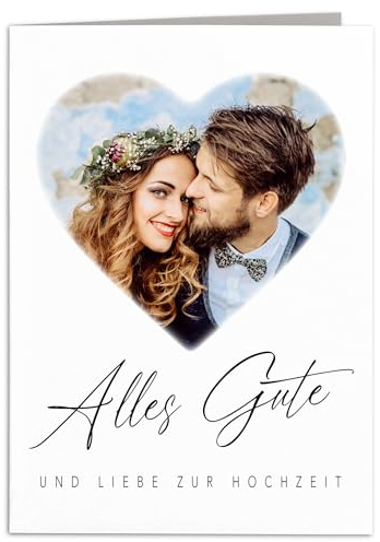 Hochzeitskarte personalisiert mit Foto Geldgeschenk Hochzeit Karte Hochzeitsgeschenke für Brautpaar Geschenk Fotogeschenk Klappkarte mit Umschlag 10,5 x 14,8 cm