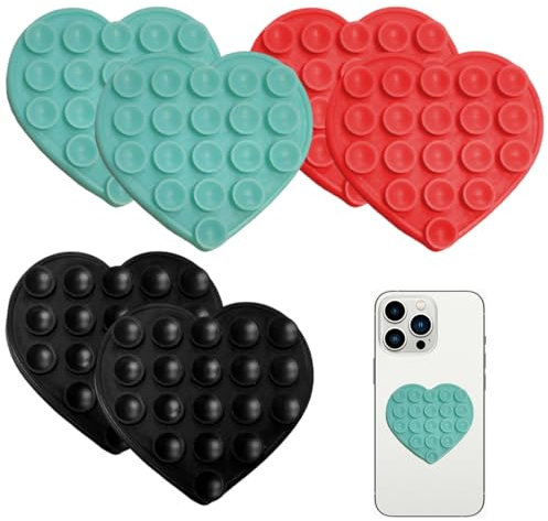 6 Piezas Forma de Corazón Soporte de Ventosa para Teléfono Doble Cara, Soporte de Silicona Multiusos, para Dispositivos Móviles