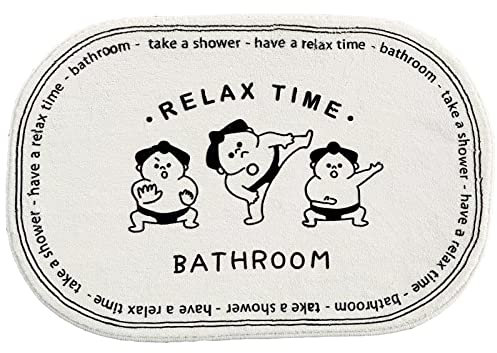 Tapis de Salle de Bain Doux et Confortable pour Salle de Bain, Plus Facile à sécher, Tapis Amusant pour Baignoire, Blanc 2, 40,6 x 61 cm
