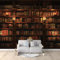 Vlies Tapete Retro Bücherregal Muster 3d Effekt Wand Dekoration, Bunt Fototapete Schlafzimmer Selbstklebende Folie für Möbel Wandtapete Wohnzimmer Schrank Badezimmer 350 x 256 cm