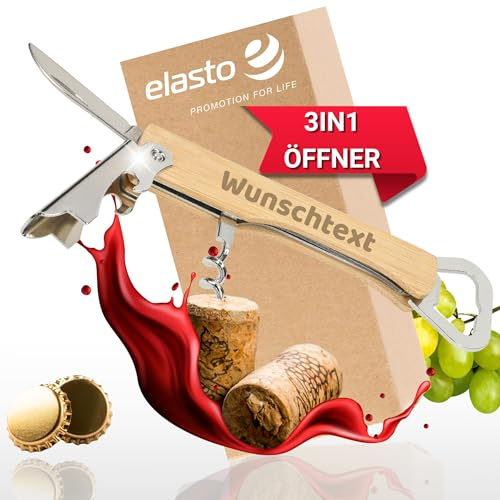 Personalisierter Flaschenöffner 3in1 'Ease' Edelstahl inkl. Bieröffner | Kronkorkenöffner, Bar Zubehör, Geschenkidee, Männergeschenk, mit Korkenzieher