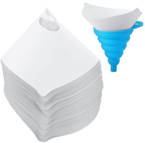 JANYUN 100Pcs Paint Filter, 190 Micron Resin Filter Disposable Paint Strainers for Automotive Spray Paint, Art Painting Cooking Oil Filter with Cone Silicone Funnel Filter