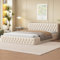 MURUL Polsterbett Jugend-Doppelbett 140x200cm, aus hautfreundlichem Velours (Beige)