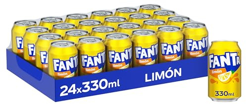 Fanta Limón Refresco Bajo en Calorías Pack 24 x 330 ml | Bebida de limón, bajo en calorías, con zumo de fruta, excelente para comidas, fiestas y reuniones
