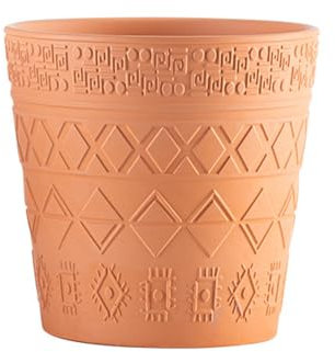 IOEDHW Grands Pots de Plantes en Terre Cuite, Pots de Fleurs en Terre Cuite avec Trou de Drainage et Plateau, Pots de Fleurs à Motif géométrique en Terre Cuite de Gros Calibre, jardinières en Terre