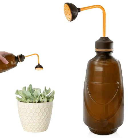 xiaoxiaozhijia 450ml Regadera Plantas Interior,Regadera Pequeña,Se Puede Invertir el Riego,Adecuada para Plántulas y Plantas Delicadas (Marrón)