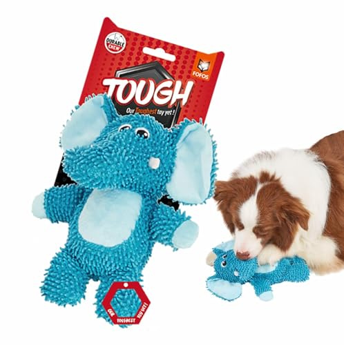 FOFOS Plüschtier für Hunde, mit Rassel innen, verstärkter Stoff, maschinenwaschbar, Spielzeug zur Zahnreinigung für kleine und mittelgroße Hunde (5-20 kg) (Elefant)