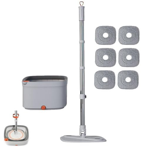 360° Spin Mop and Bucket Set with Wringer Ultra Absorbent Mop for Window Wall and Hardwood Cleaning (6 Cloth Refills)