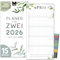 Paarplaner 2026 3 Spalten FLORAL Planer für Zwei 2026 STICKER Recycling Urlaub Partnerkalender 2026 16x32,5cm, inkl. Okt-Dez 2025 Wandplaner Paar 2 Personen, Pflanzkalender Blumen Flower Boho
