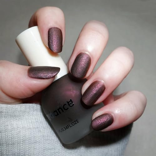 Dark Brown Nail Polish - Matte Nail Varnish - Glitter Nail Varnish - Chip Resistant & Quick Dry Nail Polish - Natural Polish Brown No Nail Lamp Required