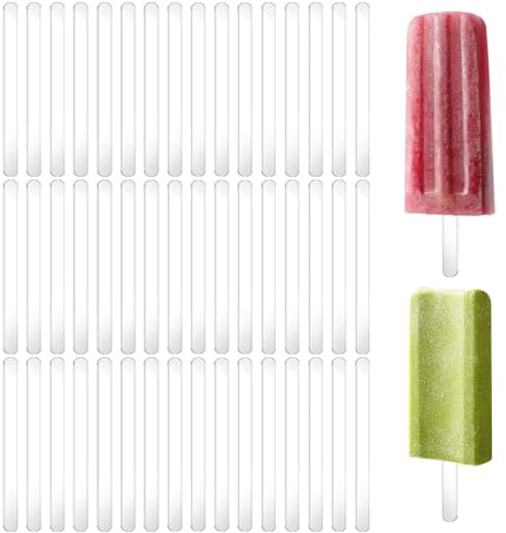 50 Stück Acryl Eisstiele 11,3 Cm Wiederverwendbare Kuchenstäbchen Cake Pop Stäbchen Eisstiele Acryl Eis Sticks Für Süßigkeiten Eis Am Stiel Selbstgemachte Eisdesserts Diy (Transparent)