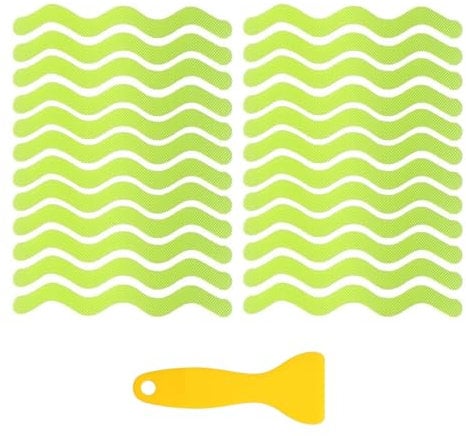 Jimkply 24 adesivi antiscivolo per vasca da bagno, strisce di sicurezza trasparenti per doccia, scale e pavimenti, autoadesivi con raschietto di alta qualità, ideali per vasca da bagno, doccia, scale