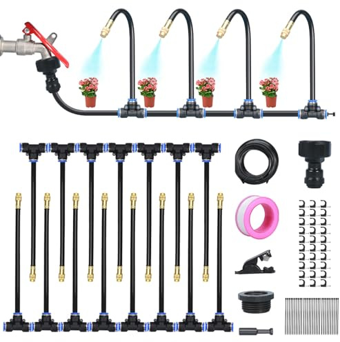 Bewässerungssystem Garten, 360° Vollverstellung Automatische Bewässerung Gartenbewässerungssystem, Tropfschlauch Bewässerungssystem für Bewässerung Pflanzen Tropfchenbewässerung Gewächshaus (15 M)