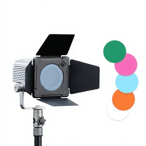 LICAEVEY Bowens Mount Barn Door Kit: 4-Leaf Barndoor with 30° Honeycomb Grid & 4 Color Gel Filters (Blue, Green, Orange, Violet) for 7.9 Standard Reflector