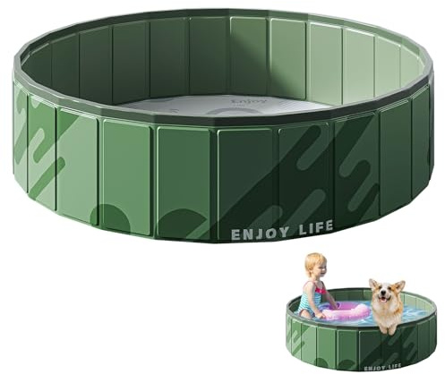 Jenshhch Faltbarer Hundepool 80x20cm 100x30cm Robuste PVC Hundeplanschbecken Mit Abdeckung, Tragbarer Hunde Pool Für Große Hunde Katzen Garten Camping Strand (C)