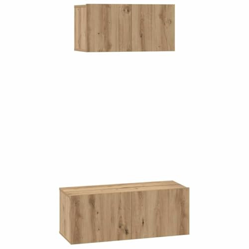 vidaXL TV Cabinet Set Wall-mounted 2 pcs Artisan oak Engineered wood, Living Room, Modern Cabinetry, Entertainment Center, Wall-Mounted Tv Cabinet, Clutter-Free Storage, Minimalist Design