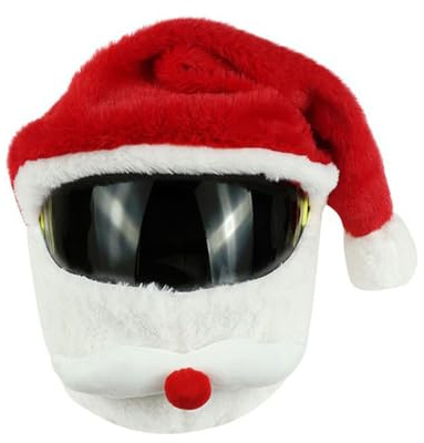 Feithmonic Weihnachten Motorrad Helmbezug, Plüsch Weihnachtsmann Motorradhelm Abdeckung, Universeller Motorrad Helmüberzug Plush, Anti-Kratzer Anti-Staub Helm-Überzug, Lustiger Weihnachtsmütze Winter