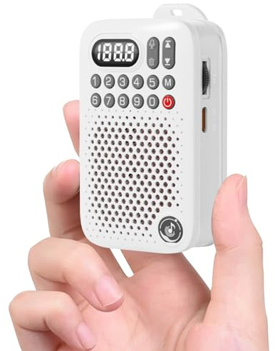 Radio FM personal de bolsillo portátil con altavoz Bluetooth, mini radio FM digital de sintonización recargable compatible con tarjeta TF, temporizador de sueño, grabación de 5 W, altavoz de 5 W