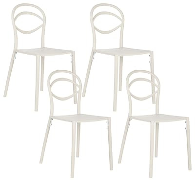 Beliani Modern Set of 4 Garden Dining Chairs Lightweight Weather Resistant Off White Covolo