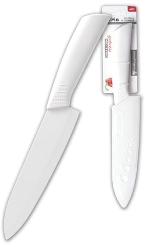 IPEA Coltello in Ceramica Grande per Frutta, Verdura, Carne - Lama 17,8 cm - Coltello Chef da Cucina Multiuso con Lama Affilata per Tagliare e Spelare Cibo e Ortaggi - Coprilama e Manico Antiscivolo