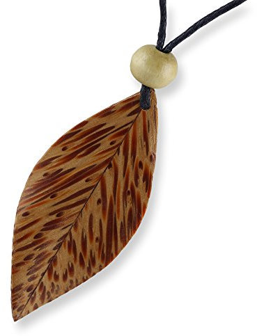 Island Piercings Halskette Anhänger Blatt Design aus Holz längnverstellbar N298