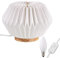 hellum Tischlampe mit Design Papier Lampenschirm mit LED Glühbirne, Weiß Papierschirm mit Fuß aus Holz und Metall. Deko Tischleuchte mit 1,5m Kabel mit Stecker mit Schalter, Höhe 24 cm 578157