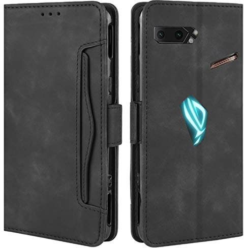 HualuBro Cover per ASUS ROG Phone 2 ZS660KL, Flip Cover a Libro in Premium PU Pelle Magnetica Antiurto Case Portafoglio Custodia per ASUS ROG Phone 2 / II ZS660KL Cover - Nero