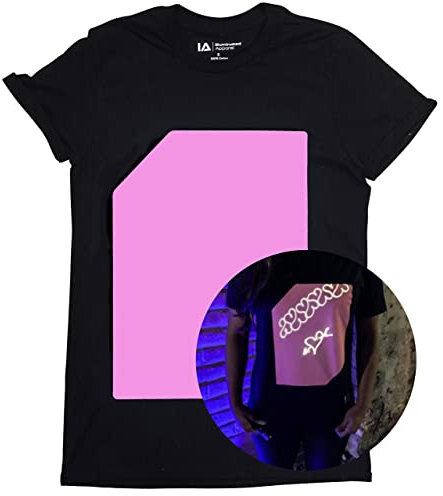 Illuminated Apparel T-Shirt Fluorescente Interattiva (Nero/Rosa, L)